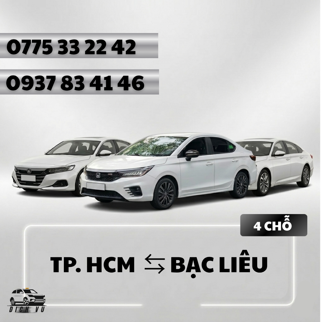 Đặt xe Bạc Liêu 4 chỗ